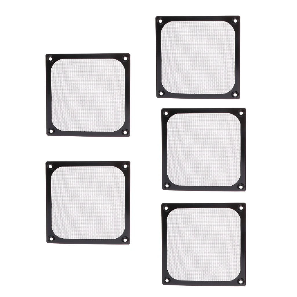 5 pack of PC Aluminum 120mm Computer Fan Cooling Dustproof Dust Filter Shield Case Aluminum Grill Guard Black