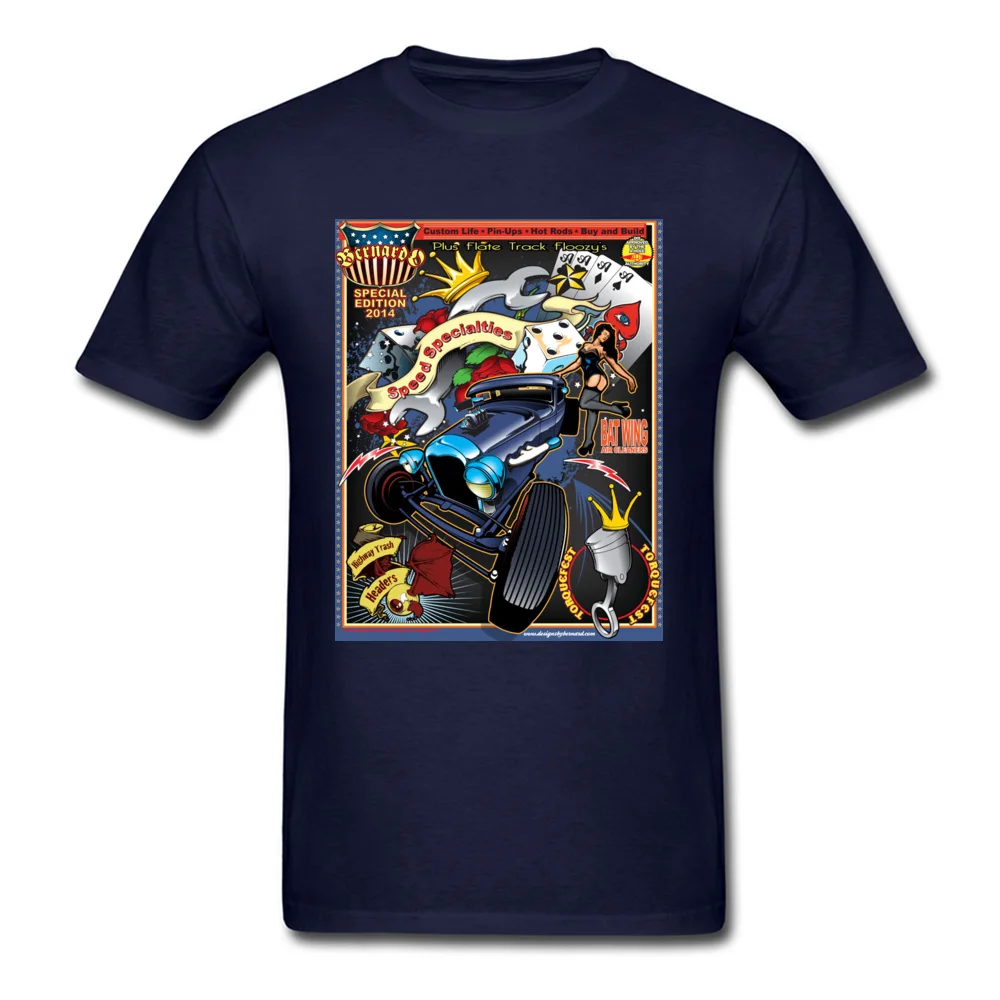 Design Rockabilly HotRod Crewneck T Shirts Summer Autumn Tops Tees Short Sleeve for Men Faddish Cotton Birthday T-Shirt Rockabilly HotRod navy