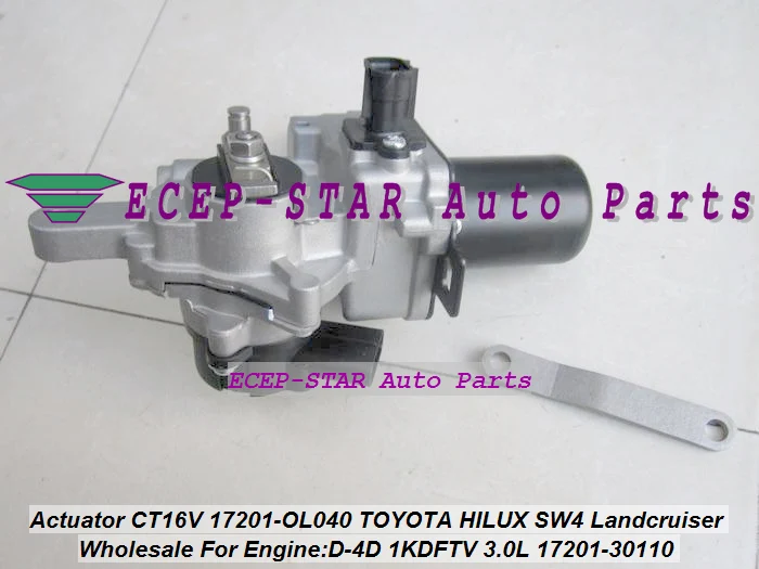 

Turbocharger Actuator CT16V 17201-30110 17201-0L040 17201-OL040 Turbo For Toyota Fortuner Hilux Land Cruiser 3.0D 1KD-FTV 171HP