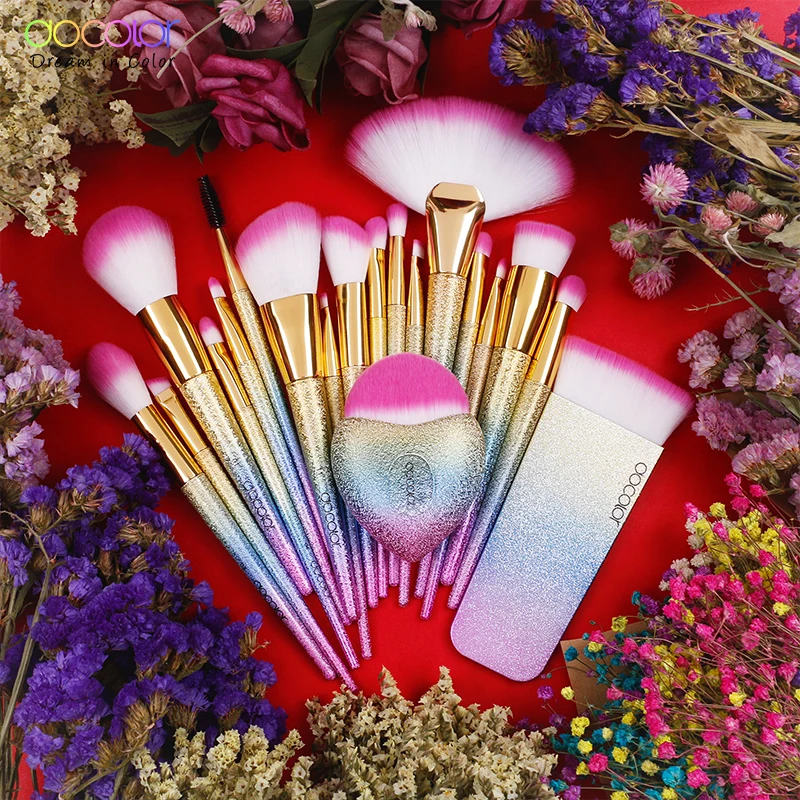 

Docolor 19PCS Fantasy Brushes Collection Beauty Make Up Brushes Top Synthetic Hair Rainbow Hand Best Gift For Women