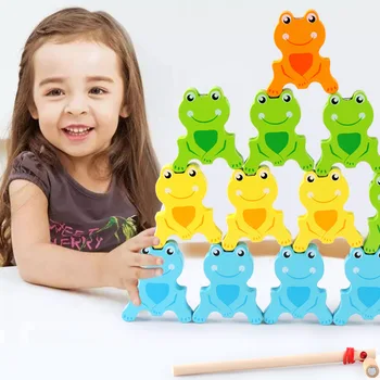 

Baby Intellectual Educational Toy Children's Magnetic Wooden Frog Balanced Building Blocks Fishing Game Early Childhood Teaching