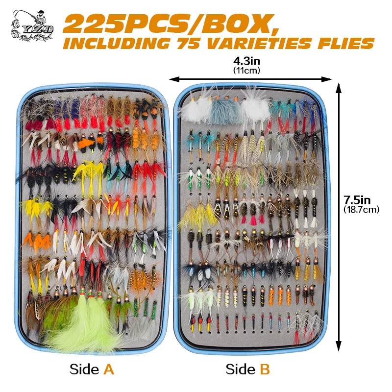 Moscas para Truta Molhado Seco Mosca Pesca Moscas Isca Conjunto Voar Amarrando Material Mão Amarrada Nymph Pike 225 Pçs