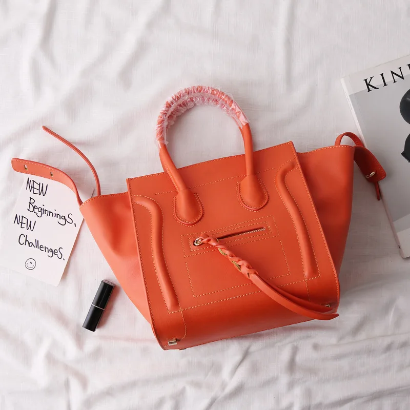 European and American style fashion brand luxury handbags women bags designer smiley shape Genuine Leather women bag