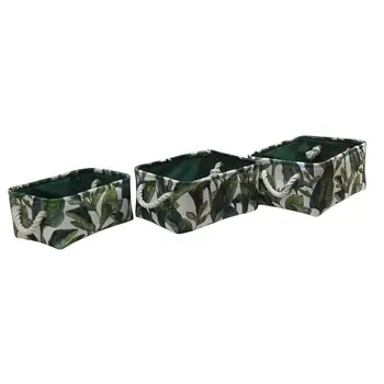 

Nordic Fresh Leaf Flower Tropical Style Foldable Storage Basket With Handle Fabric Sundries Storage Basket