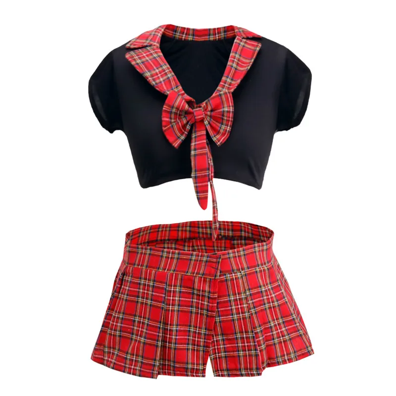 TiaoBug Women Sexy Japanese School Girl Uniform Cosplay Crop Top with ...