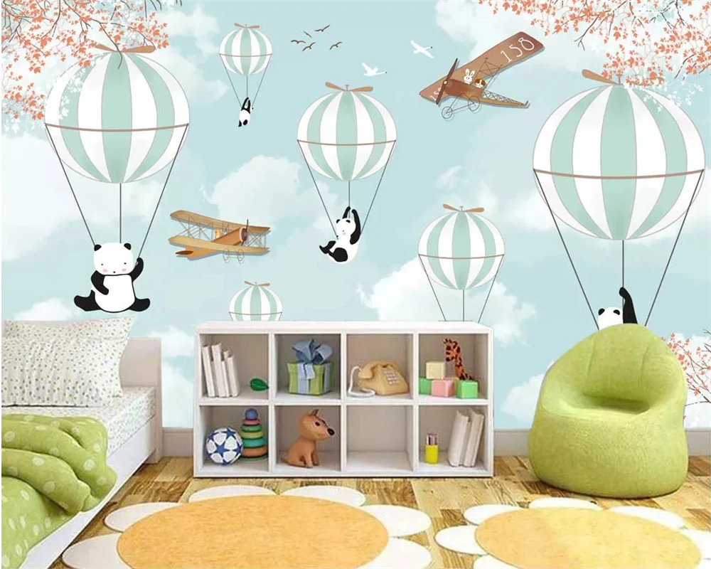 Beibehang пользовательские обои мультфильм ручная роспись животных воздушный шар самолет Фреска детская комната задний план стены 3d обои