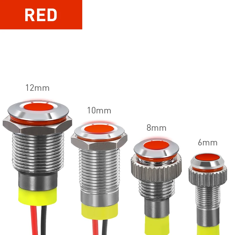 Водонепроницаемый индикаторный светильник, металлическая лампочка, сигнальная лампа, светодиодный сигнальный светильник, сигнальная лампа для пилота автомобиля, лодки, светодиодный Предупреждение льная панель, сигнальная лампа для ПК - Цвет: Красный