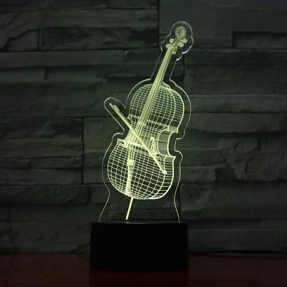Violin Guitar LED Lamp USB 3D Lamp Music Instrument 7 Colors Touch