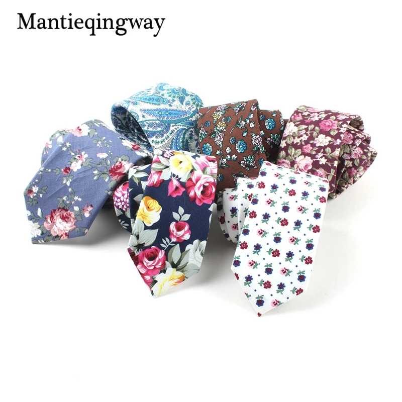 Mantieqingway Бизнес Костюмы хлопок галстук Средства ухода за кожей шеи галстук для мужские свадебные цветочный Средства ухода за кожей шеи