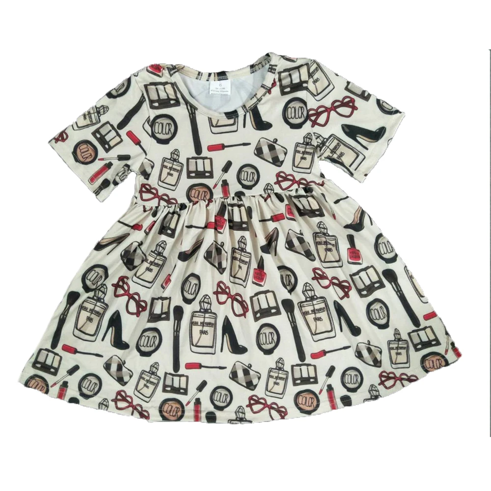 

Summer children's girls short-sleeved dress decorative jewelry print fashion dress