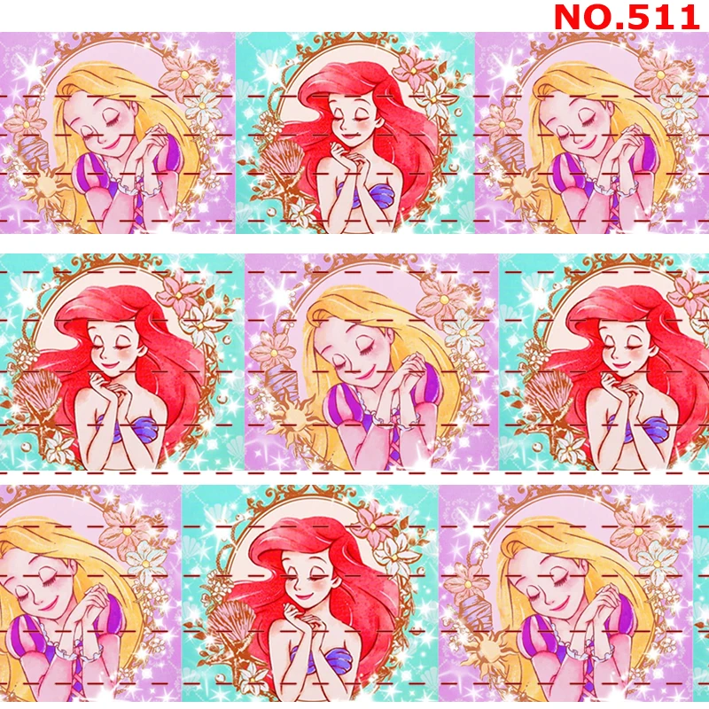 

free shipping 50 yards Mermaid & Tangled Princess ribbon printed grosgrain cartoon ribbons 511