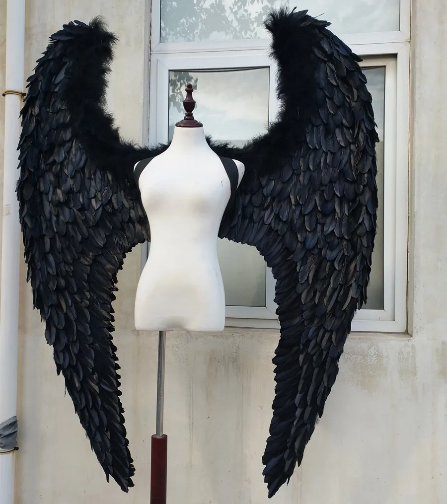 Pure handmade Black DEVIL angel wings 150cm large beautiful deco props