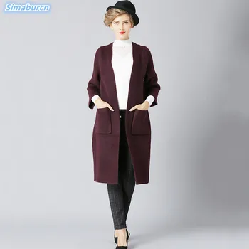 

Women Cardigans Autumn Winter Long Pockets Sweater Knitted Open Stitch V-Neck Thick Casual Street Coat Sweaters High Quality