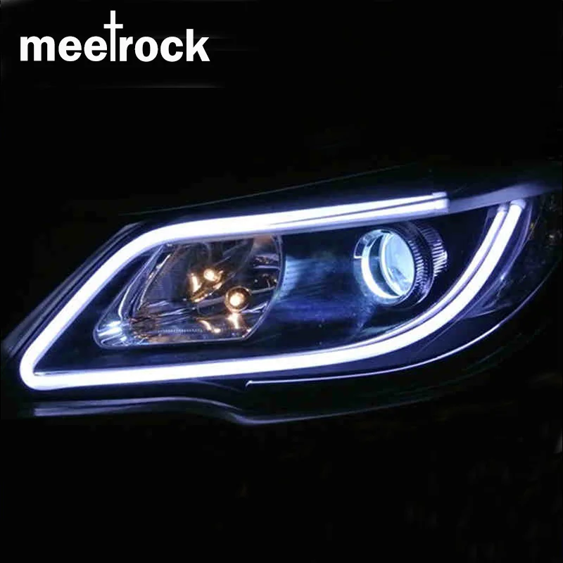 Meetrock 2pcs 60cm silicagel LED DRL turn signals external light daytime running light auto 12V SMD