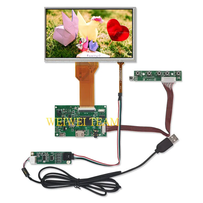 

7" TFT LCD Screen 800X480 AT070TN94 Display Resistive 165*100mm 4 Wire Touch Screen Panel glass with HDMI controller board