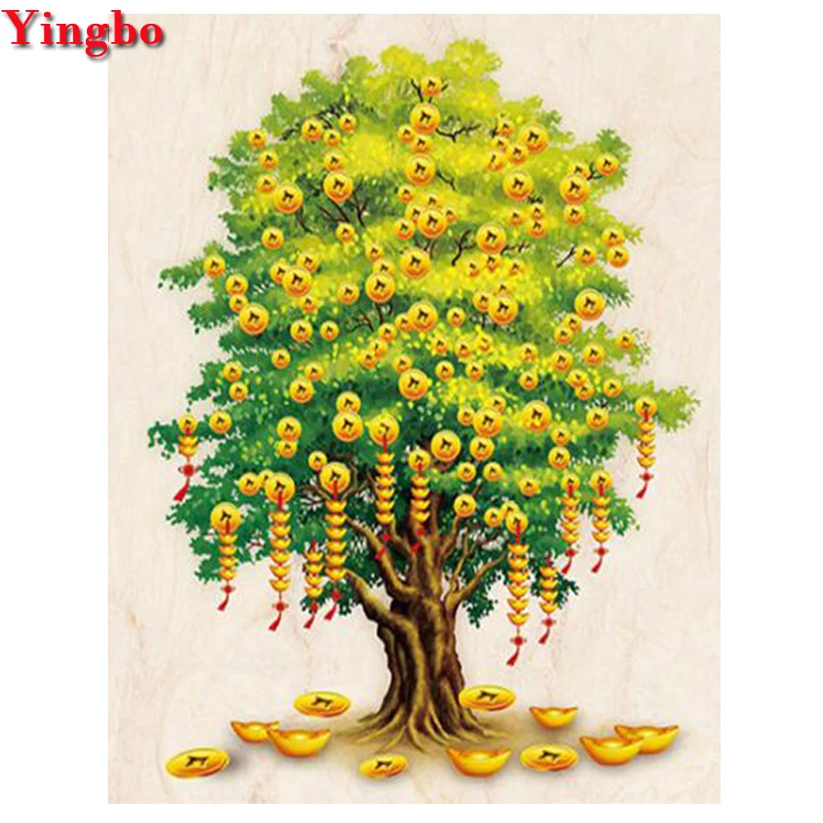 Full squareround drill 5D DIY Diamond Painting money tree diamond embroidery Cross Stitch Rhinestone Mosaic Painting Decor new (2) 副本