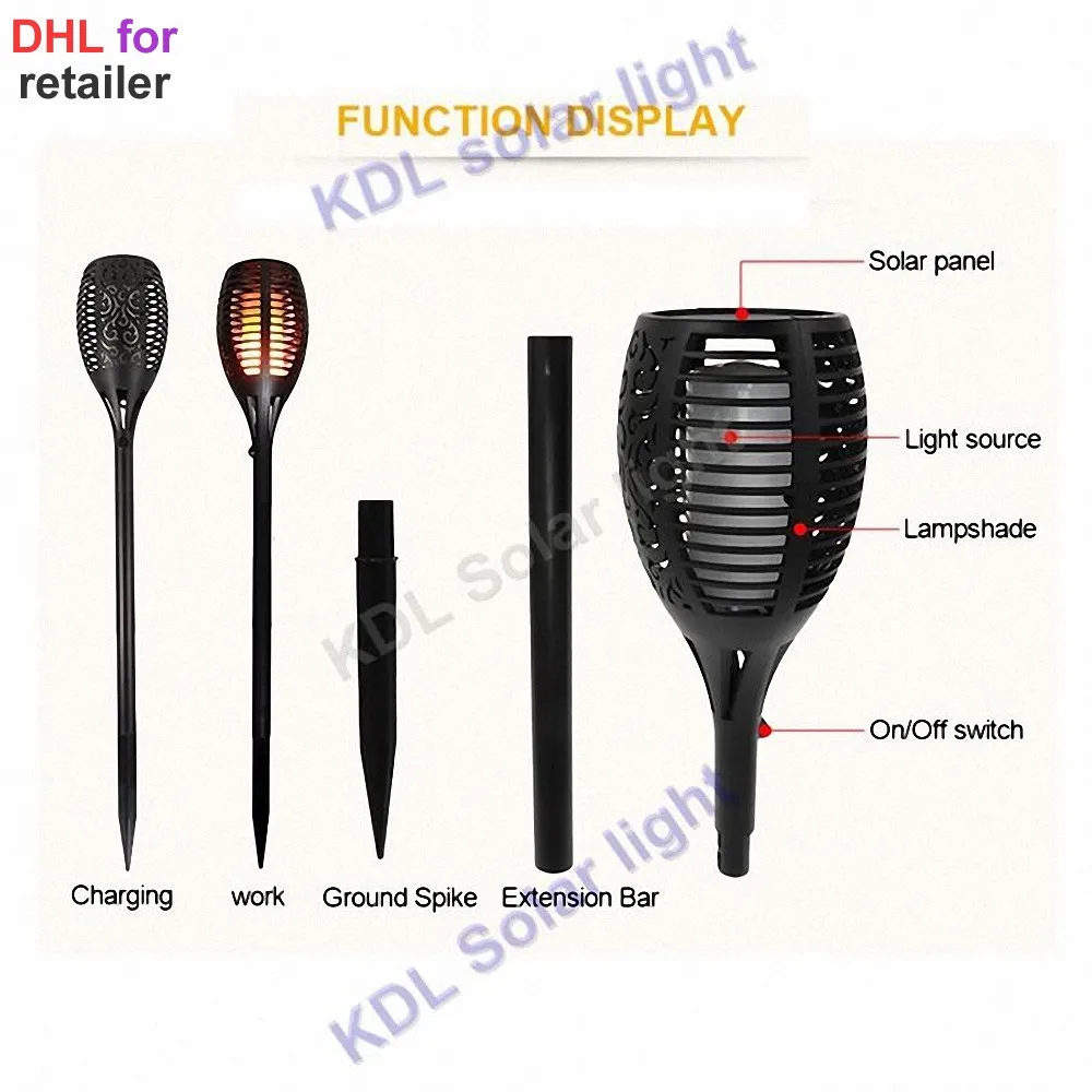 

4pcs/lot Solar 96LED Lawn Dancing flame Torch Lights radar 3 working mode Solar Retro Streetlight 96 torch landscape garden
