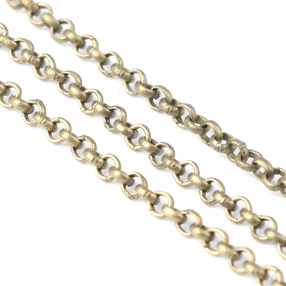 

100m/roll Approx 2.5x1mm Unwelded Antique Bronze Color Iron Rolo Chain with Spool for DIY Jewelry Bracelets Necklace Making