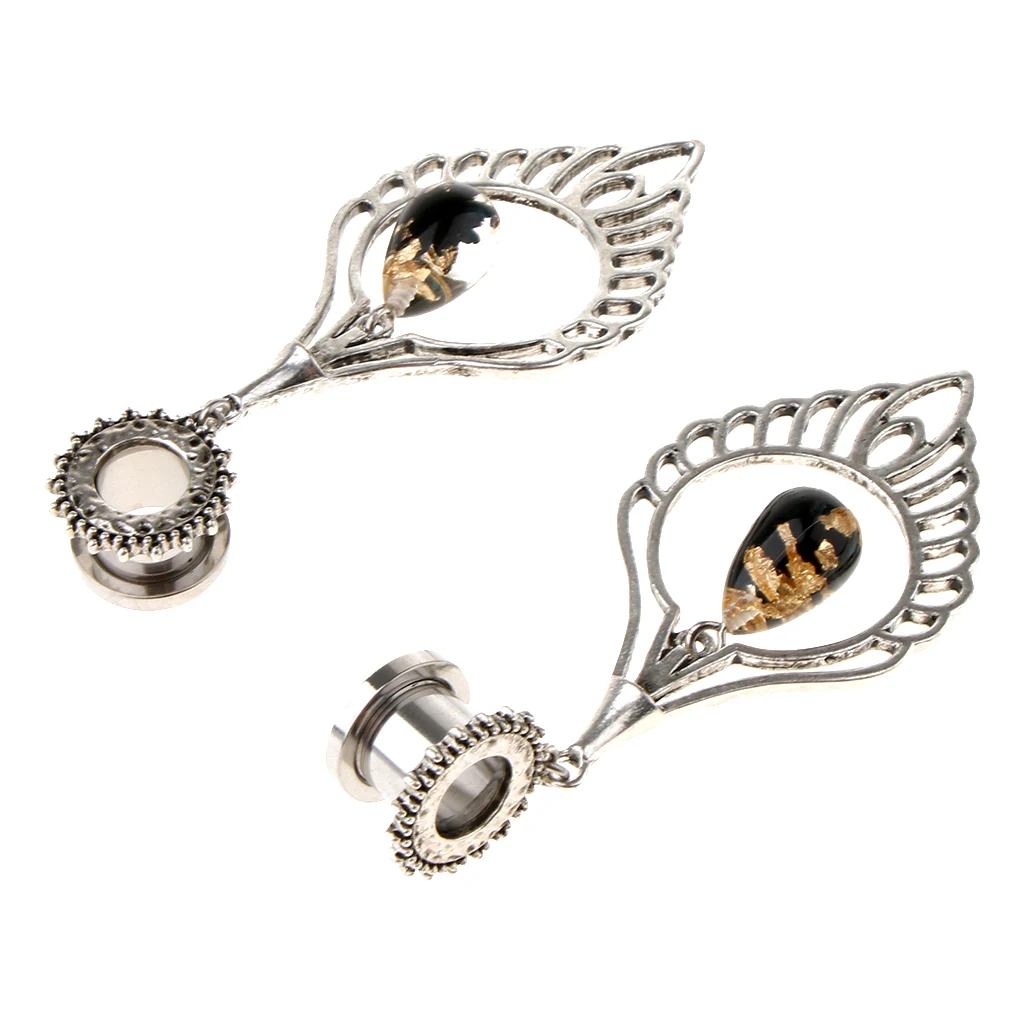 MagiDeal 1 Pair Dangle Ear Plugs Tunnels Gauge 6mm/8mm/10mm Piercing Statement Dangle
