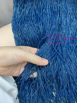 

5yards/bag 35cm Dark blue beaded fringe ribbons are used as accessories for fashion dresses stage holiday decorations YM217#
