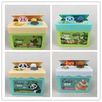 

2019 Hot Sale Blue AutoMated Cat Panda Monkey Dinosaur Steal Coin Piggy Bank Moneybox Money Saving Box Gifts Toys For Children