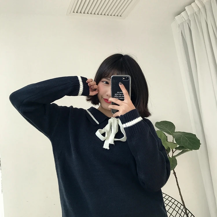 Ulzzang свитер женский корейский Харадзюку осенние японские студенческие универсальные свитера Харадзюку пуловеры Рождественский свитер