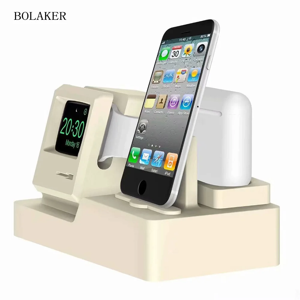 

BOLAKER three-in-one charging base small size and no leakage safety For iphone / Airpods /Apple watch