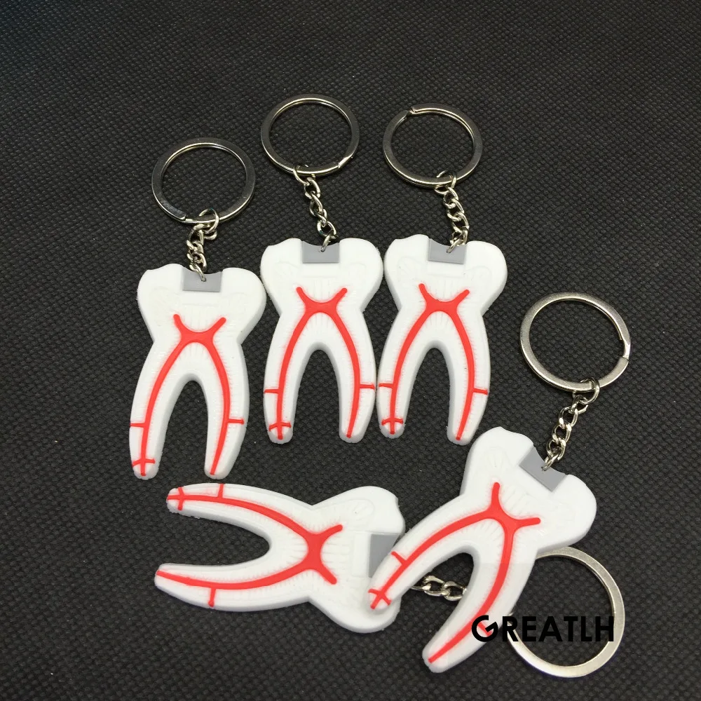 Best New 5pc Dental Keychain For Dentist Team Gift Molar Tooth Rubber