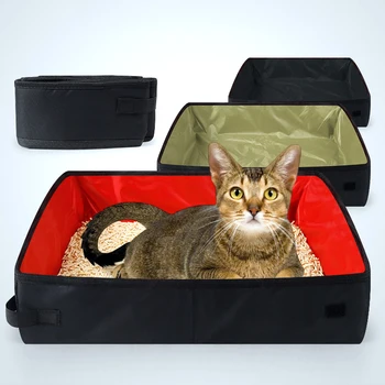 

Rabbit Cat Toilet Training Kit Oxford Cloth Waterproof Foldable Cat Litter Easy Clean Box Outdoor Travel Large Cat Litter Box