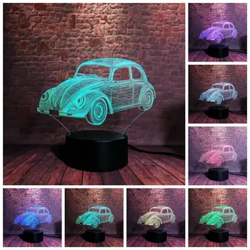 

Flash 3D Nightlight Visual Illusion LED 7 Color Changing Desk Light Beetle Car Model Light-up Toys