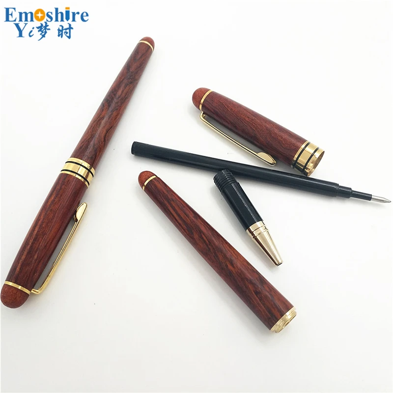 Emoshire Safflower pear pen set wooden stationery three - piece red wood pen suit Yiwu spot 1 from the grant (2)