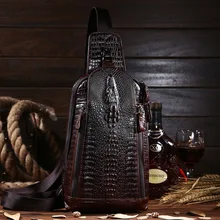 Мужские сумки из натуральной кожи на груди, винтажная мужская сумка на ремне крокодила, мужская сумка через плечо из воловьей кожи, мужская сумка