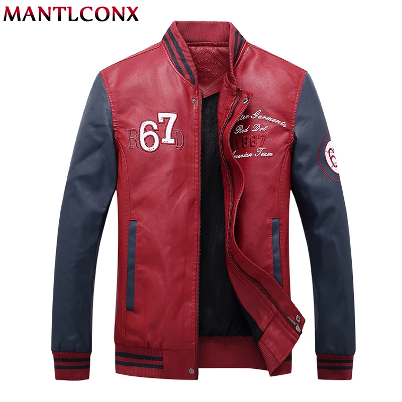 

MANTLCONX 2019 Leather Jacket Men Coats Brand High Quality PU Outerwear Men Winter Fleece Male Jacket Spring Baseball Jacket Men
