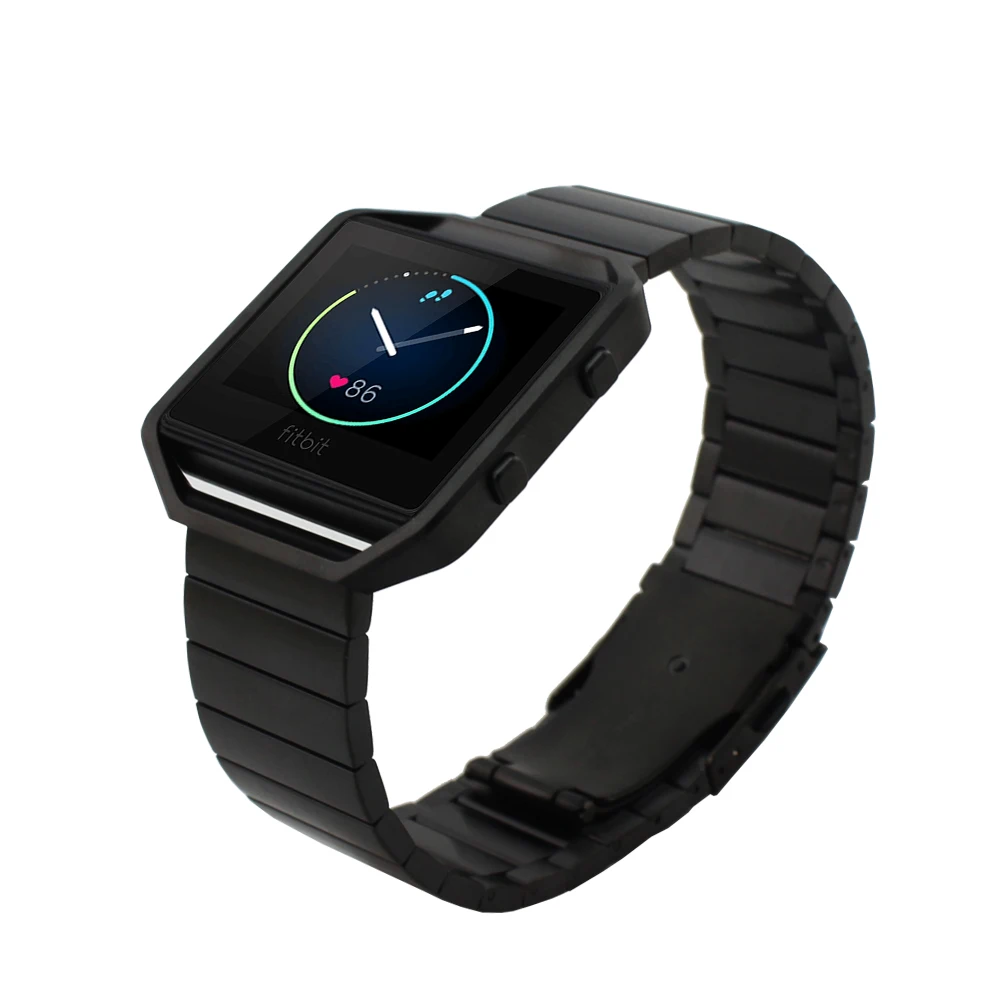 

Silver black Golden Luxury Metal Stainless Steel Bracelet Strap For Fitbit Blaze Smart Adjustable watch Band+ Frame