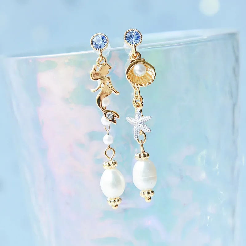 

Dominated 2019 personality Vintage style long tassels crystal Star asymmetric pearl Women Drop earrings