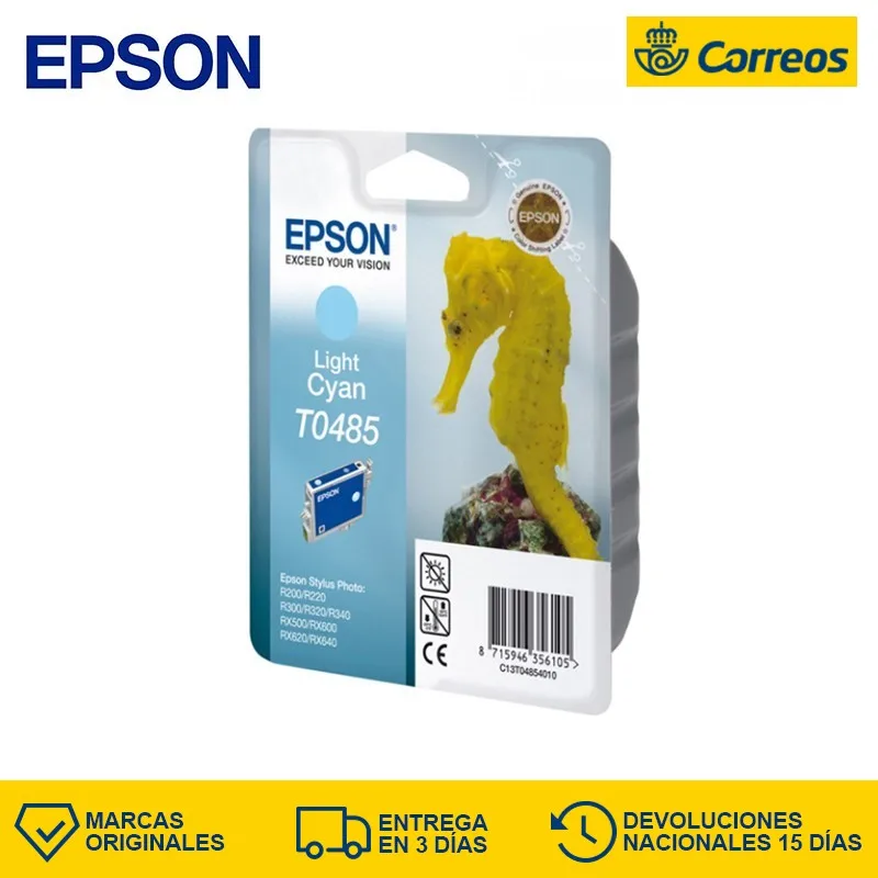 

Epson Cartridge Epson T0485 light cyan Light cyan Epson Stylus Photo R300 / R340 / 500 CE -20 - 40 Celsius 1 piece (s)