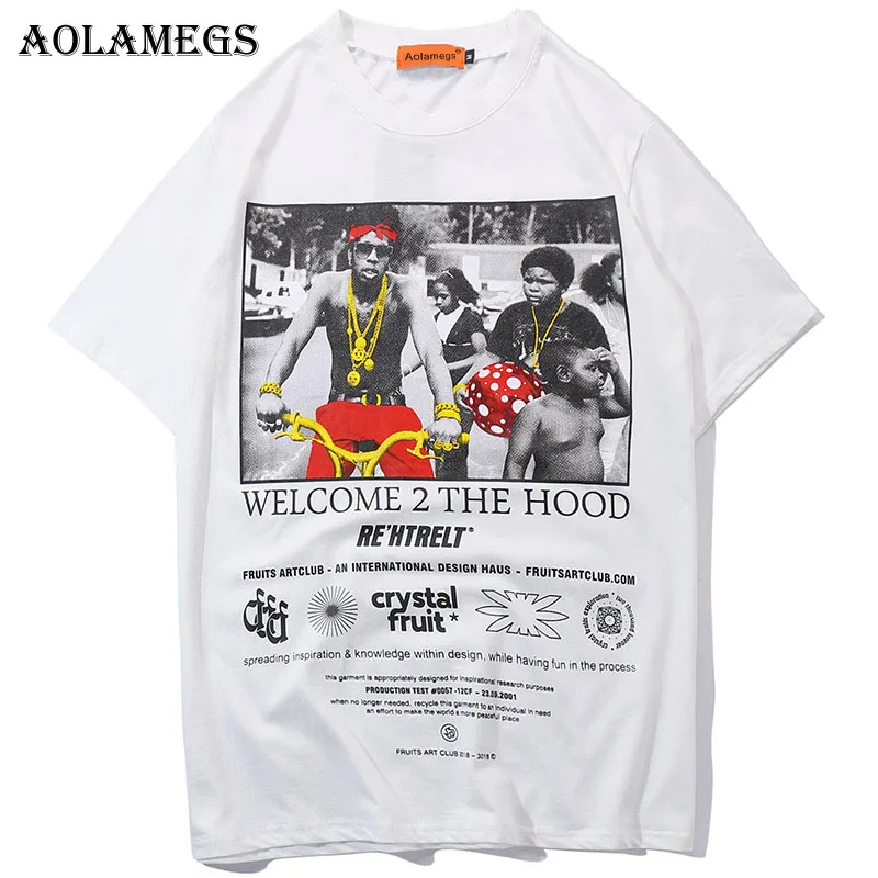 

Aolamegs T Shirt Men Black Boy Printed Men's Tee Shirts Couple O-neck T Shirt Fashion High Street Tees Hip Hop Summer Streetwear