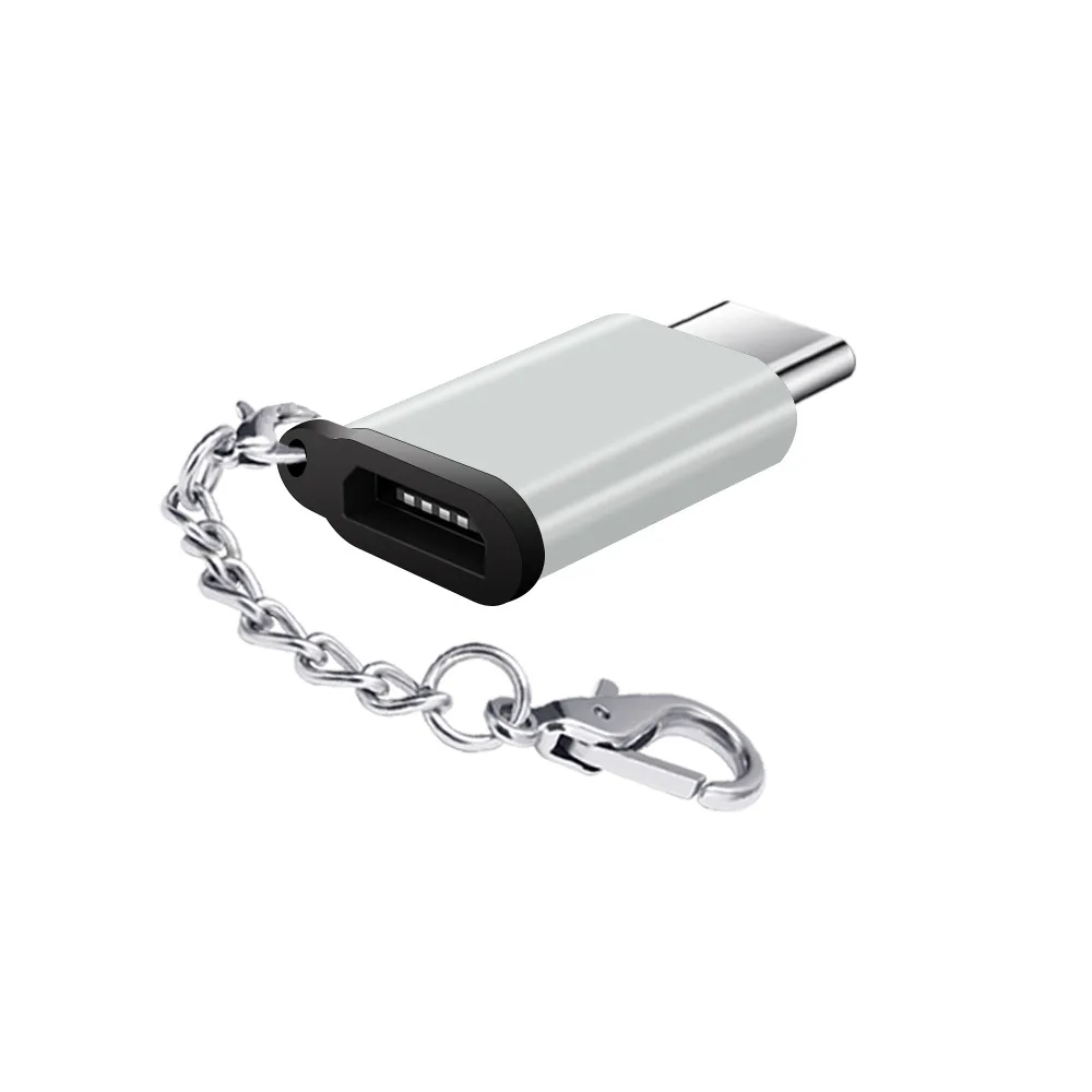 Micro USB To TypeC Adapter With Keychain Micro USB Female To USB Type C Male Adaptador Tipe C Charging Data Sync Type-C Adapters (10)