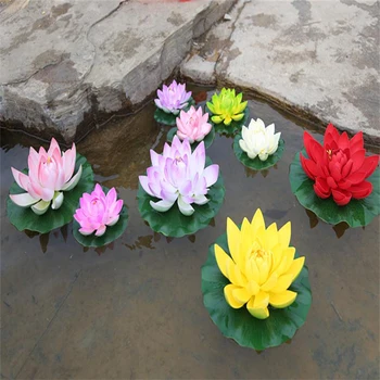 

10PCS/lot 10CM Real Touch Artificial Lotus Flower Foam Lotus Flowers Water Lily Floating Pool Plants Wedding Garden Decoration
