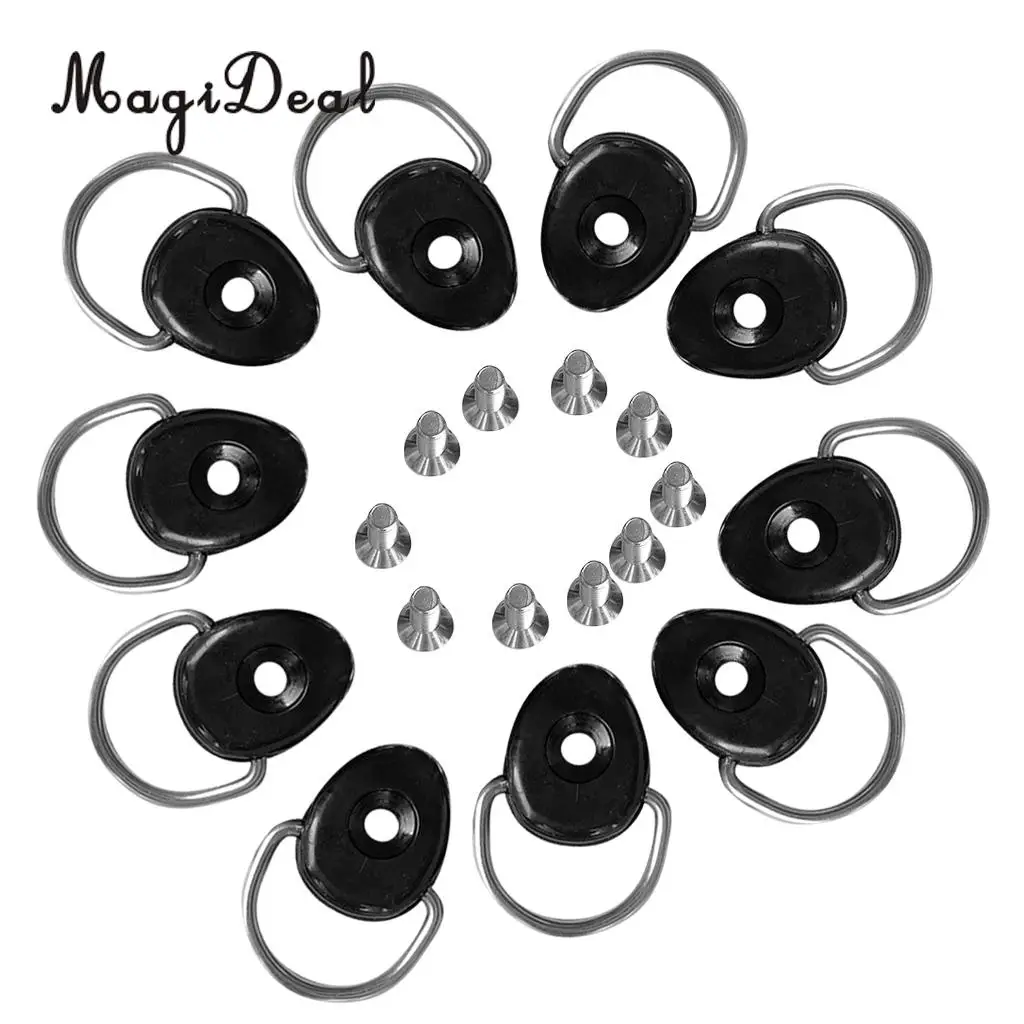 MagiDeal 10Pcs/Set Universal Kayak D Ring Tie Down Loop & Screws for Boat Deck Fitting Fishing Rigging Gear Equipment
