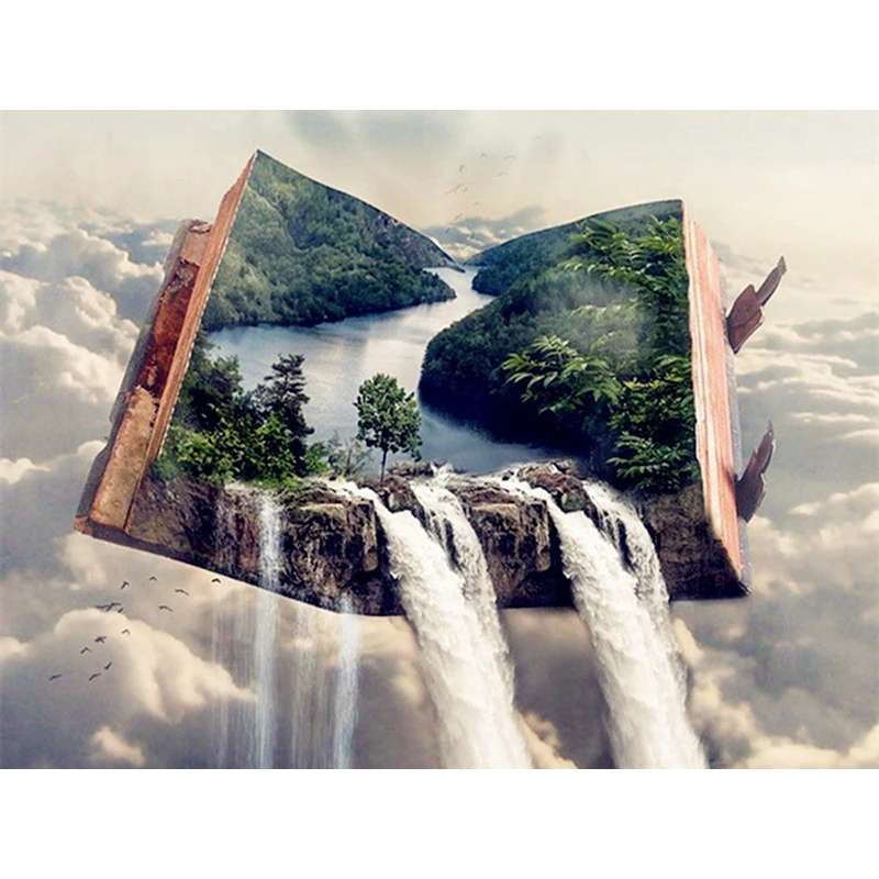 

Fuyun 5D Diamond Painting Sky Book Full Round Diamond mosaic Sale Picture Rhinestone Diamond Embroidery Waterfall Landscape