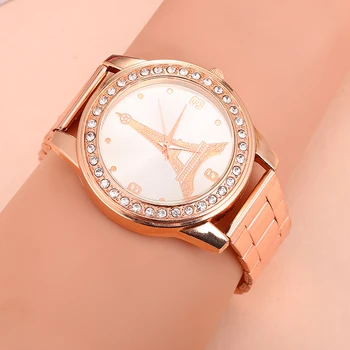 

2019 The new men and women stainless steel strap crystal watch analog display quartz watch bracelet fashion luxury accessories