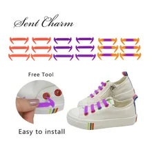 Sentcharm 12 шт./упак. Дизайн красочные без галстука силиконовые Шнурки для детей парусиновая обувь Спортивная обувь Fit ремень