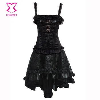 

Black Strap Buckle Victorian Corset Bustier Dress Sexy Korsett For Women Steampunk Clothing Gothic Dresses Burlesque Costumes