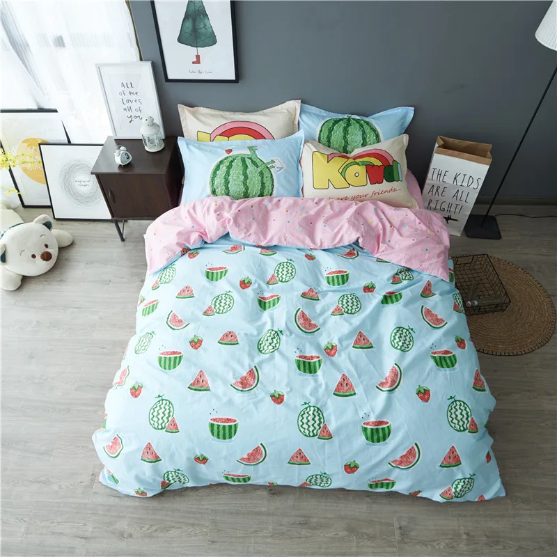 الصبار الطباعة الفراش مجموعة 100% ٪ الفراش البالغين الاطفال نوم مجموعات غطاء لحاف مجموعات ورقة السرير المخدة الكرتون الفراش
