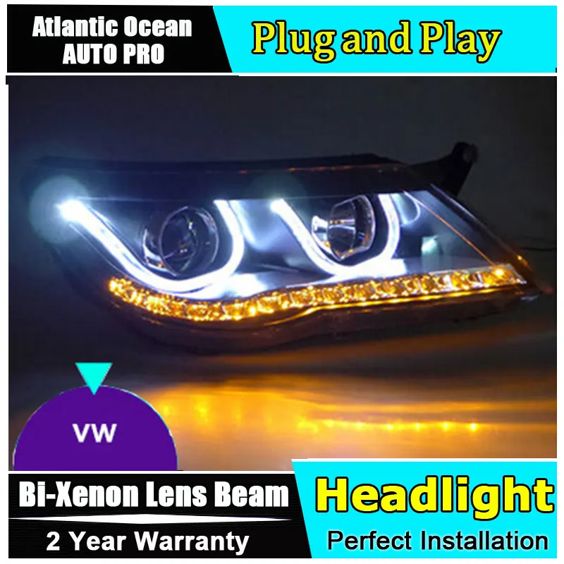 2010 2011 2012 для vw tiguan фары angel eyes автомобильный Стайлинг светодиодный DRL Bi-xenon двойной объектив парковочный Ксенон H7 светодиодный налобный фонарь