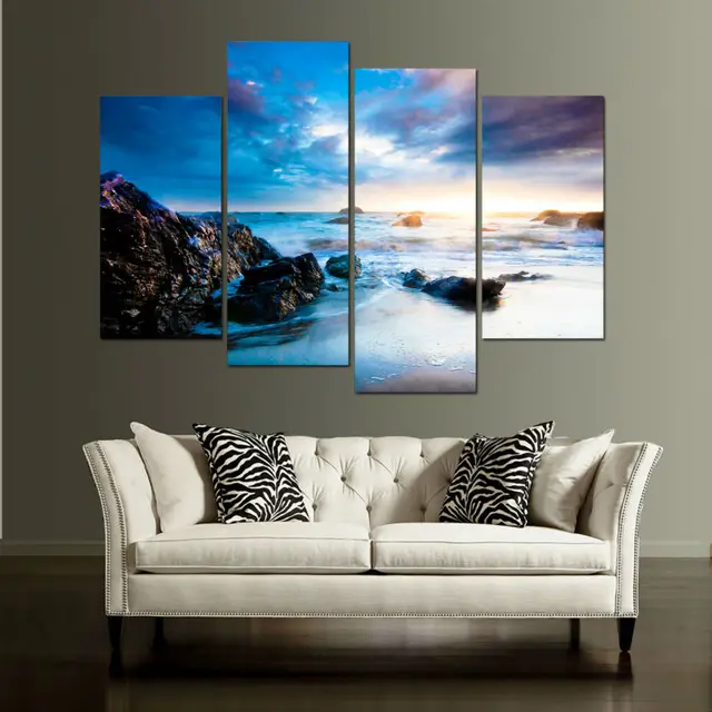Canvas Wall Art Modular Picture Landscape Painting 4 Panel Canvas Wall Art Modular Picture Landscape Painting 4 Panel Beautiful Flowers Frames Modern Living Room