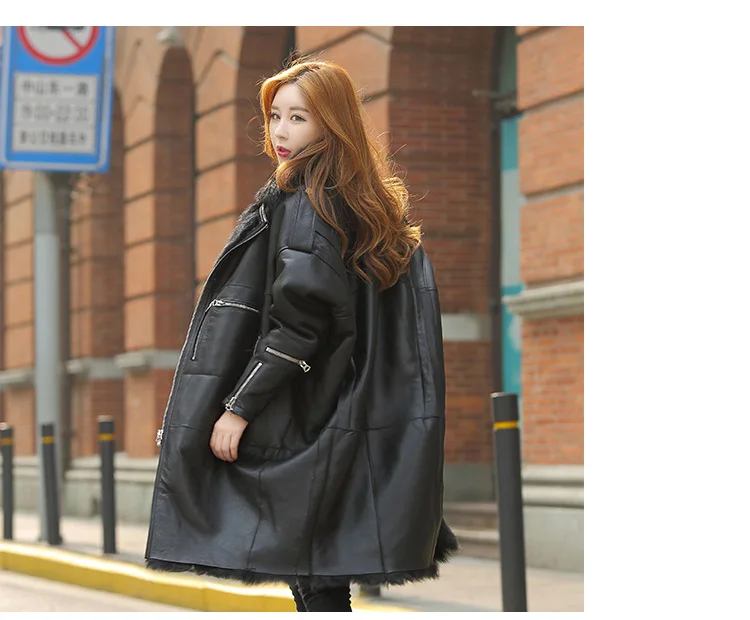 women natural sheep skin leather coat fur inside (8)