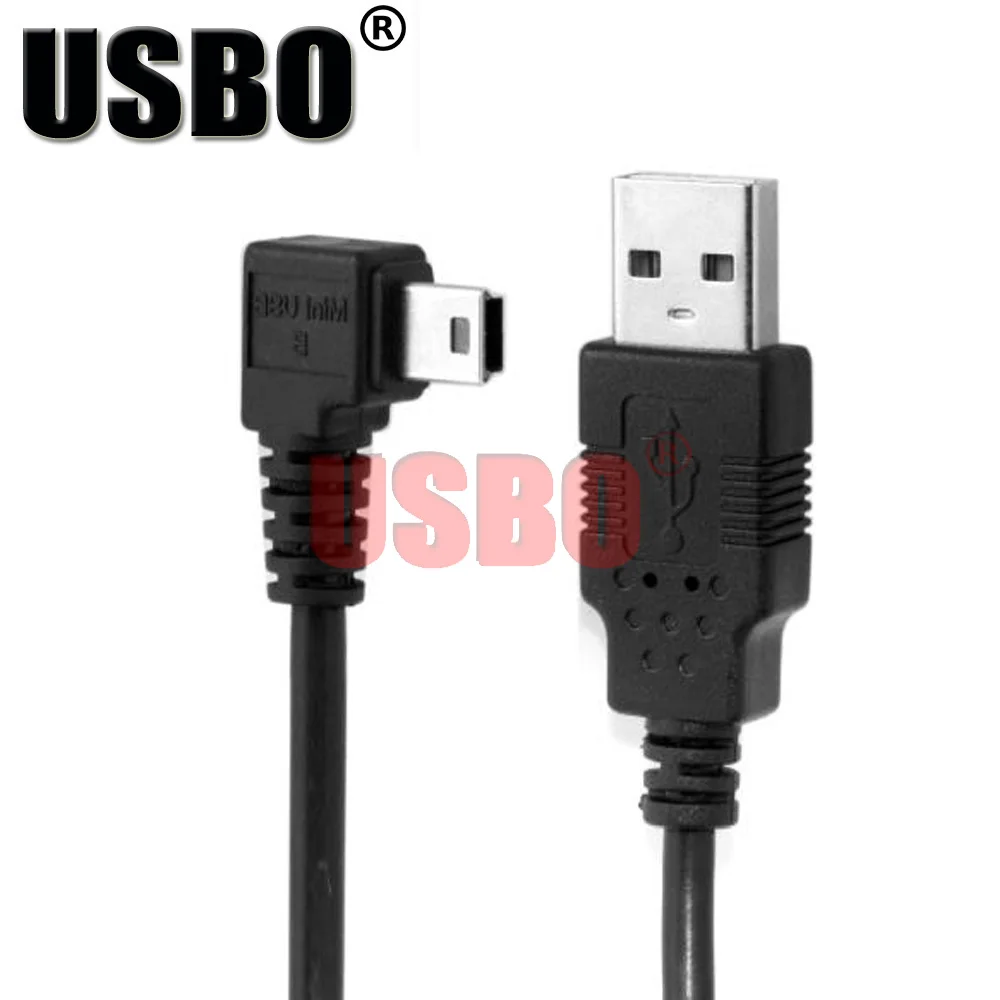 High quality Elbow black 0.5M 1.5M USB data extension line 90 degree elbow 2.0 male to Mini hard disk phone cable | Электроника