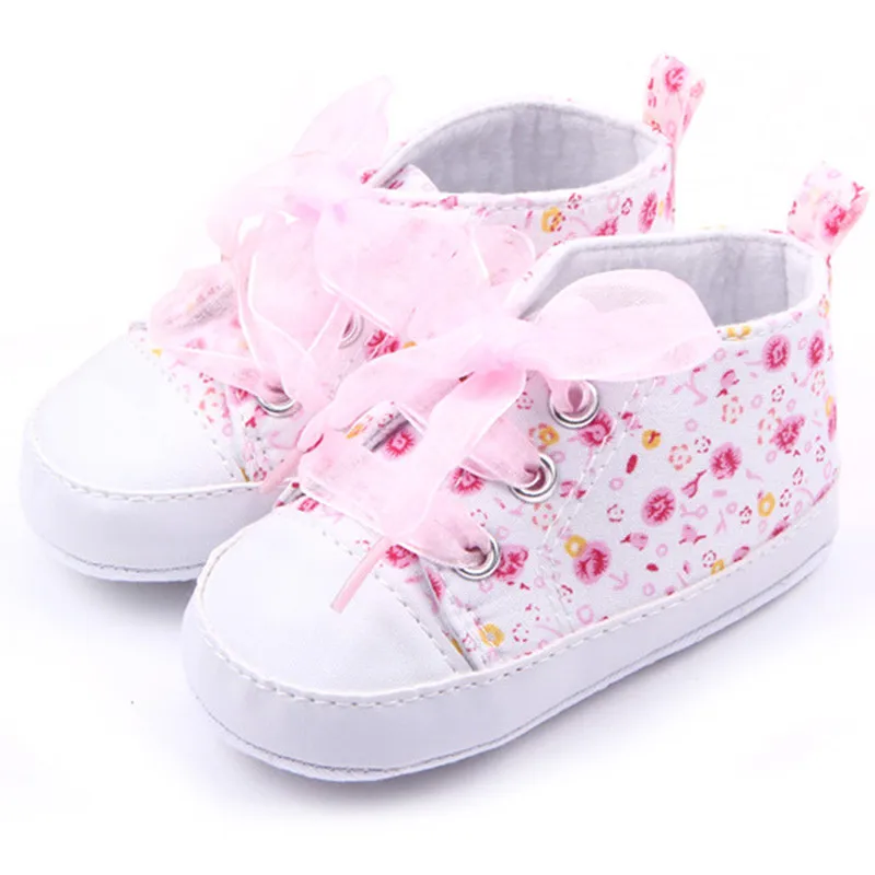 YJYdada Infant Baby Girls Bow Print Crib Shoes Soft Sole Anti-slip Striped Single Shoes